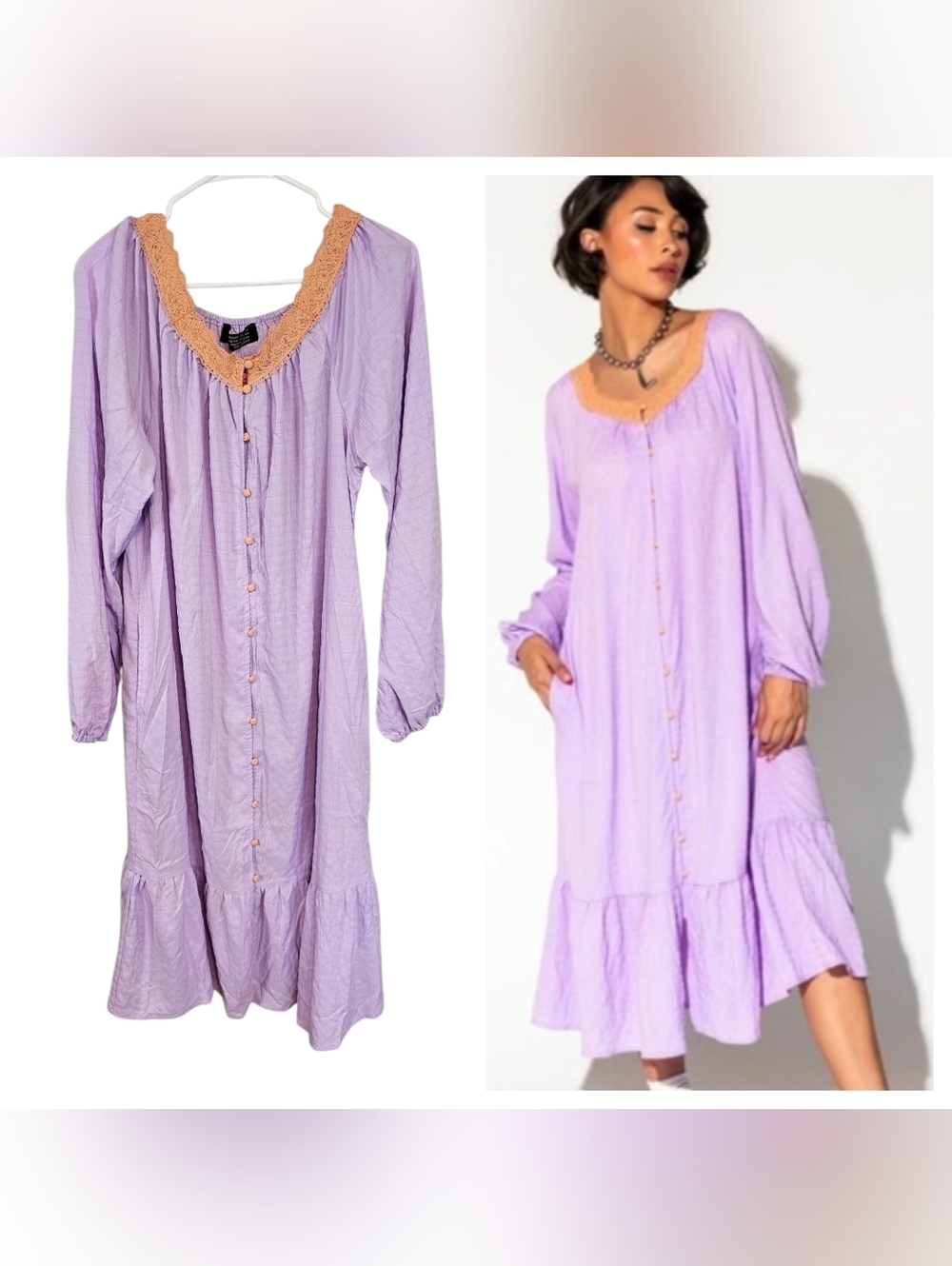 Dressed In Lala Romanticize Your Life Lace Button Down Lavender Maxi Midi Dress